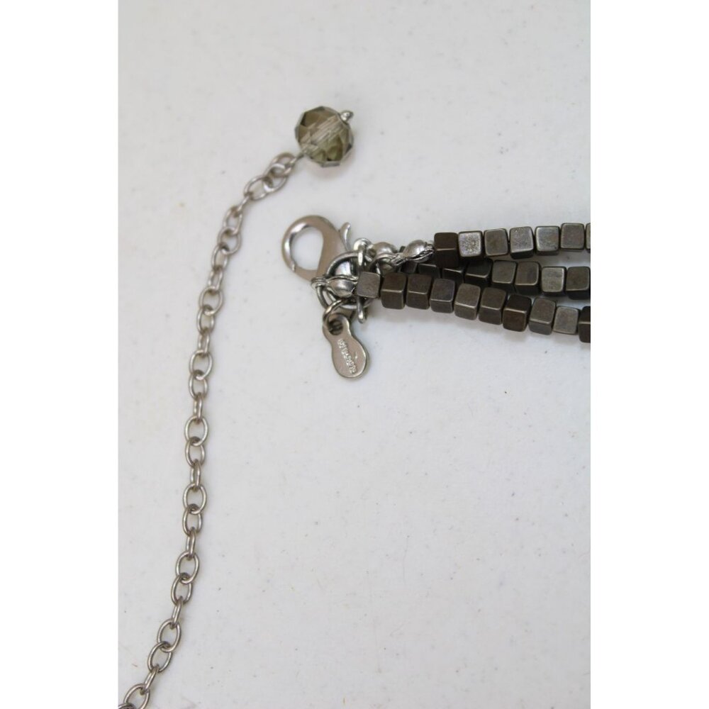 Chicos Gray Silver Beaded Statement Necklace Mult… - image 3